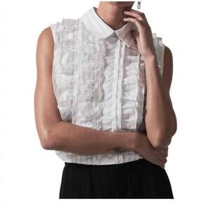 NEW SECULAR mirabel shirt blouse in white stripe